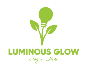 Illumination - Green Leaf Bulb logo design