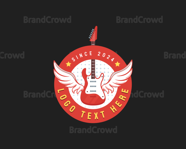 Guitar Music Wings Band Logo