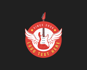 Guitar Music Wings Band Logo