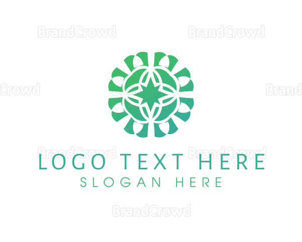 Green Star Flower Pattern Logo