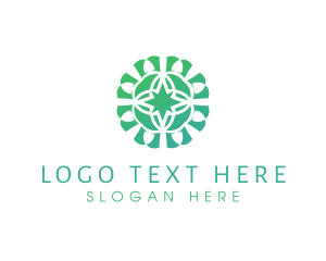 Round - Green Star Flower Pattern logo design
