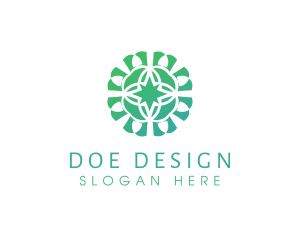 Green Star Flower Pattern logo design