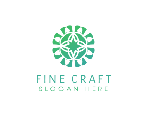 Green Star Flower Pattern logo design