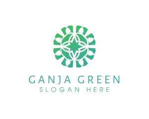 Green Star Flower Pattern logo design