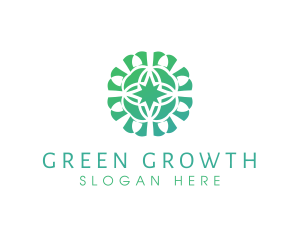 Green Star Flower Pattern logo design