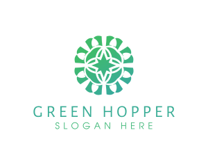 Green Star Flower Pattern logo design