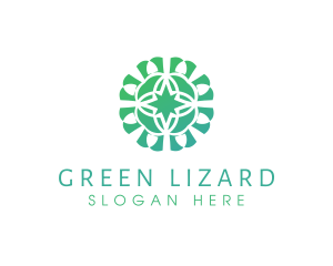 Green Star Flower Pattern logo design