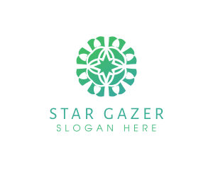 Green Star Flower Pattern logo design