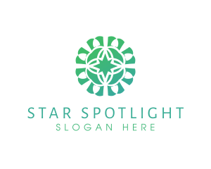 Green Star Flower Pattern logo design