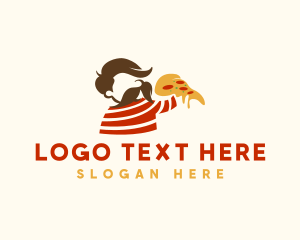 Mustache - Cheesy Pizza Man logo design