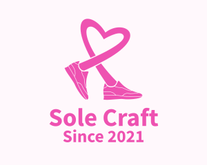 Shoemaker - Pink Heart Sneaker logo design