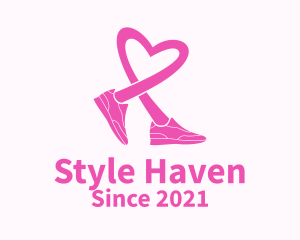Shoe - Pink Heart Sneaker logo design