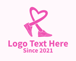 Footwear - Pink Heart Sneaker logo design