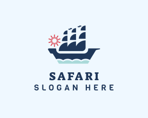 Marine - Sail Viking Ship logo design
