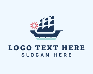 Steamboat - Sail Viking Ship logo design