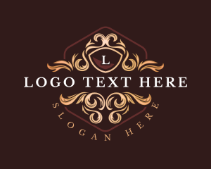 Vintage - Floral Shield Oranment logo design