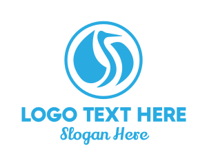 Round - Blue Elegant Pelican logo design