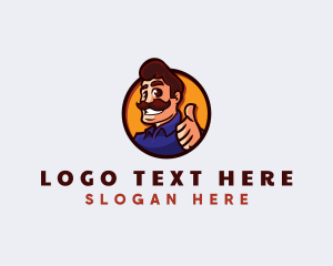 Man - Mustache Thumbs up Man logo design
