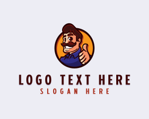 Character - Mustache Thumbs up Man logo design