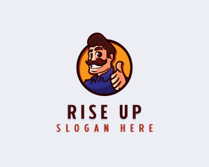 Mustache Thumb Man logo design