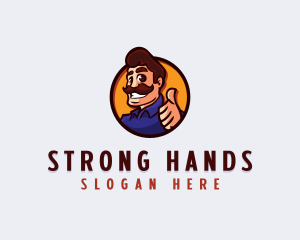Laborer - Mustache Thumbs up Man logo design
