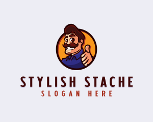 Mustache - Mustache Thumbs up Man logo design