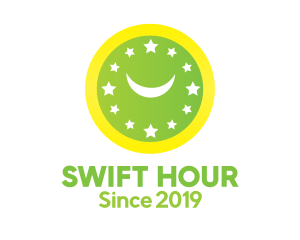 Hour - Moon Stars Clock logo design