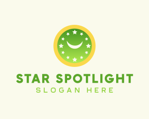 Moon Stars Clock logo design