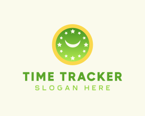 Moon Stars Clock logo design