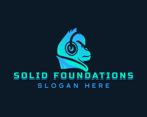 Simian - Headphones Monkey Gaming logo design