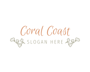 Slim Cursive Floral Wordmark logo design