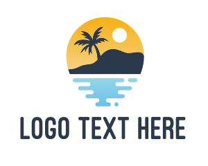 Seashore - Tropical Sunset Hill logo design