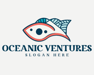 Abstract Fish Seascape logo design