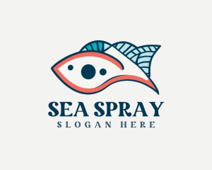 Abstract Fish Seascape logo design