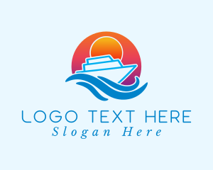 Ship - Sunset Blue Boat logo design