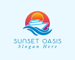 Sunset Blue Boat logo design