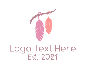 Boho - Macrame Hanging Feather logo design