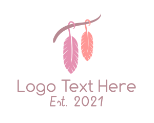 Feather - Macrame Hanging Feather logo design