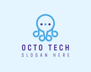 Fun Octopus Chat Bubble logo design