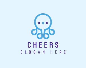 Conversation - Fun Octopus Chat Bubble logo design