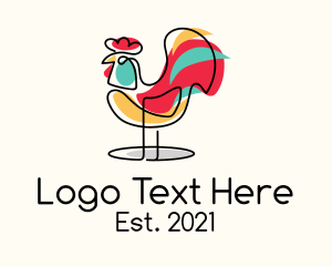 Poultry - Colorful Rooster Monoline logo design