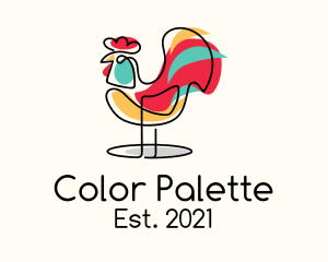 Colorful Rooster Monoline logo design