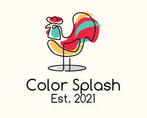 Colorful Rooster Monoline logo design