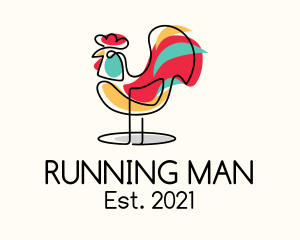 Pet Care - Colorful Rooster Monoline logo design