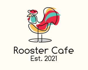 Colorful Rooster Monoline logo design