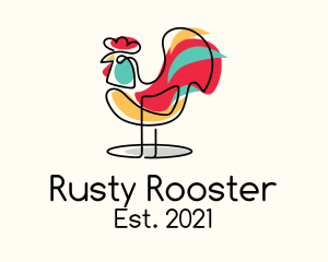 Colorful Rooster Monoline logo design