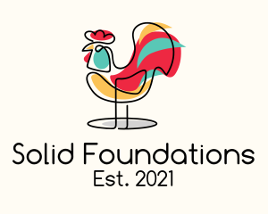 Animal Conservation - Colorful Rooster Monoline logo design