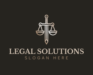 Legal Law Scale Sword logo design