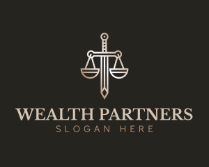 Legal Law Scale Sword logo design