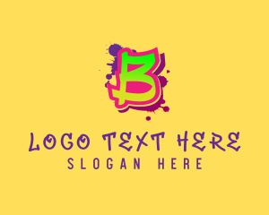 Teenager - Graffiti Art Letter B logo design